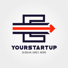 Horizontal dash logo. horizontal arrow logo