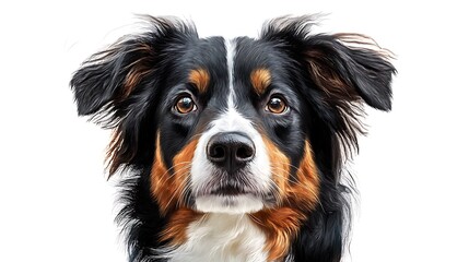 Close-Up Face of Dog Isolated on White Background in Front View