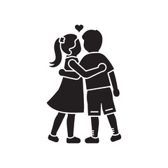 romantic couple lover boyfriend and girlfriend male and female character heart icon silhouette vector art flat design