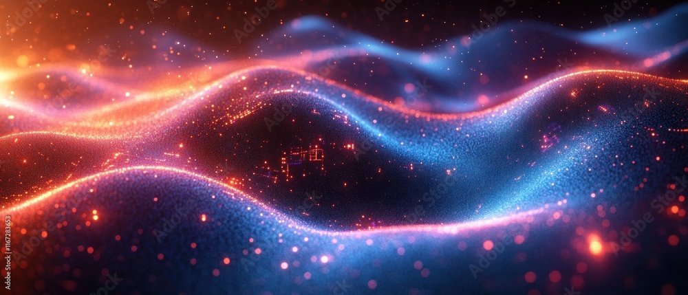 Poster abstract waves of light and color creating dynamic scene