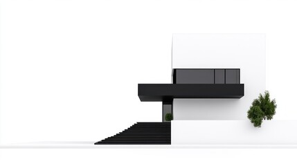Fototapeta premium Modern architectural design featuring a minimalist facade.