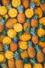 Pineapple slices on yellow background