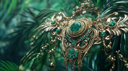 Enigmatic Atlantean Jewelry: Sparkling Gemstones Amidst Lush Greenery