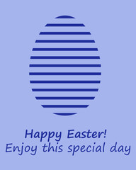 Minimalistic postcard with Easter egg, heartfelt congratulations for the holiday