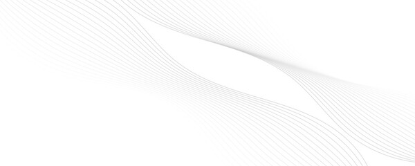 Abstract gray wave dynamic curve lines on transparent background with flowing particles. Digital energy waves technology concept. Modern backdrop design for business, presentation, banner.