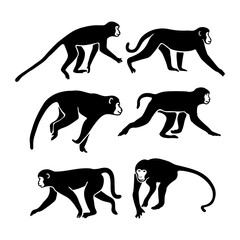 Hand drawn monkey silhouette collection