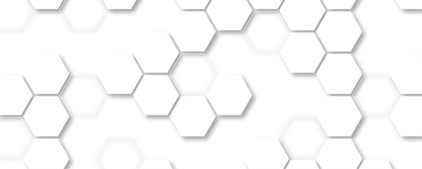 Abstract white hexagon concept design background. Seamless bright white honeycomb banner design.