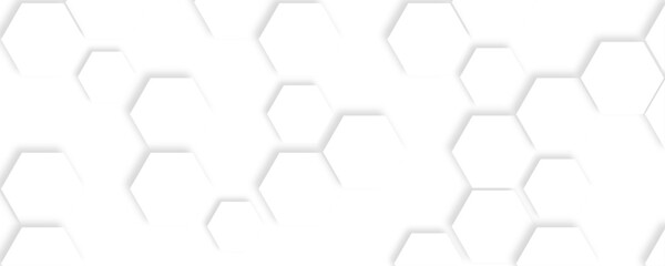 Abstract white hexagon concept design background. Seamless bright white honeycomb banner design.