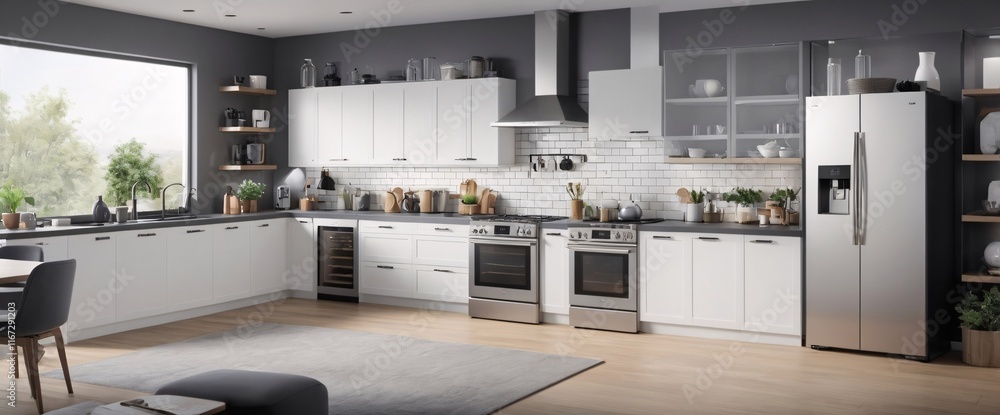 Poster showcase the power of the internet of things with a visually stunning image of a smart home filled w