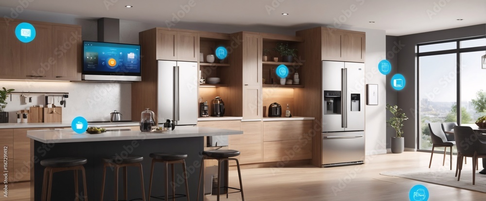 Poster showcase the power of the internet of things with a visually stunning image of a smart home filled w