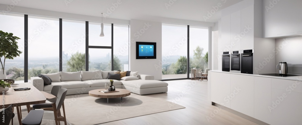 Poster showcase the power of the internet of things with a visually stunning image of a smart home filled w