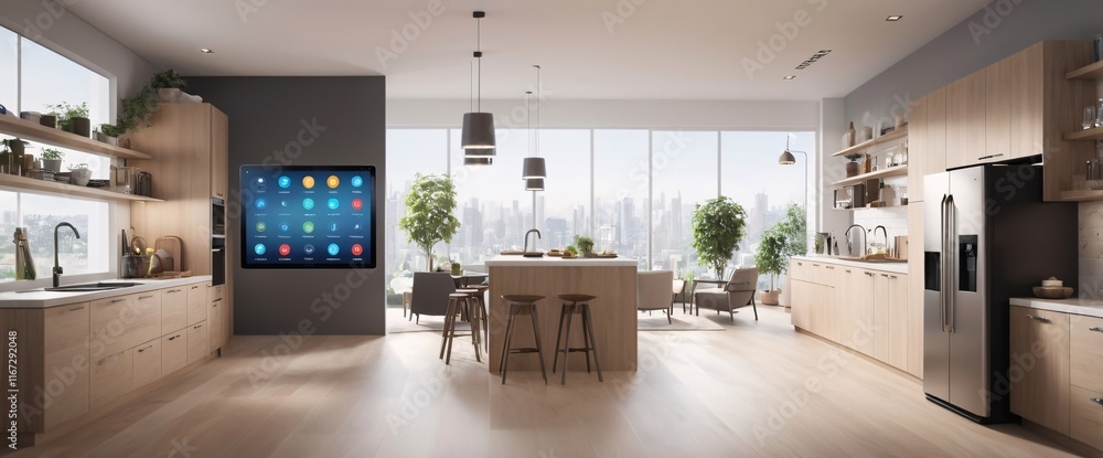 Poster showcase the power of the internet of things with a visually stunning image of a smart home filled w