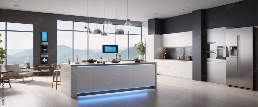 Poster showcase the power of the internet of things with a visually stunning image of a smart home filled w