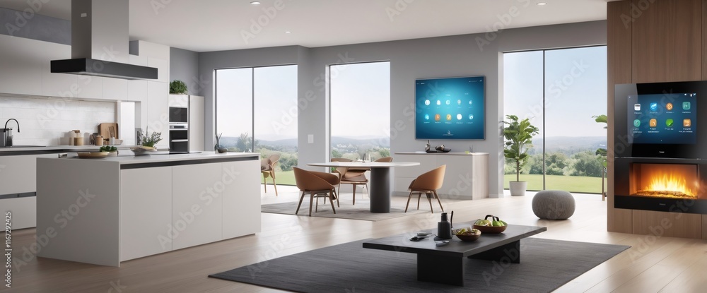 Poster showcase the power of the internet of things with a visually stunning image of a smart home filled w