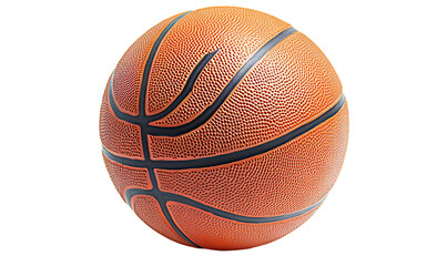 A detailed basketball showcasing its texture and design for sports activities.