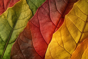 Obraz premium Close up of vibrant multicolored autumn leaves showcasing seasonal change