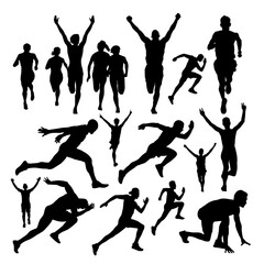 Running man silhouettes collection logo icon