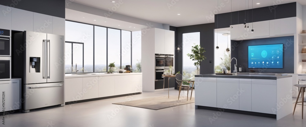 Poster showcase the power of the internet of things with a visually stunning image of a smart home filled w