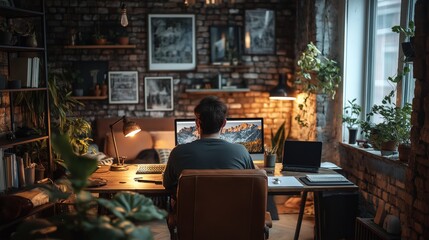 Urban Apartment Home Office Dynamic Vibe Industrial Elements Minimalist Design