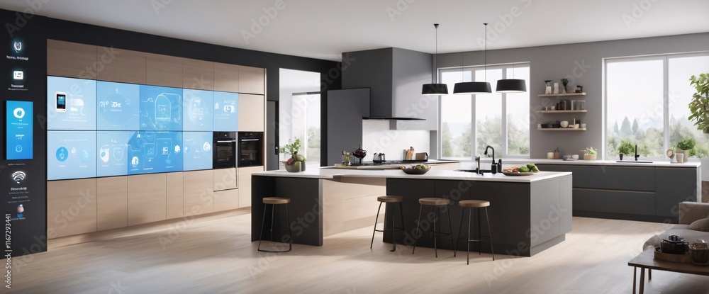 Poster showcase the power of the internet of things with a visually stunning image of a smart home filled w