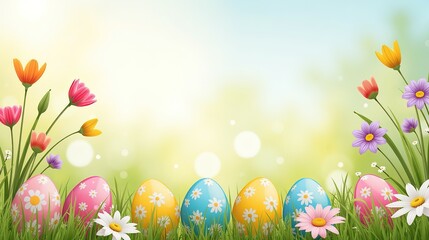 Easter Eggs and Spring Flowers