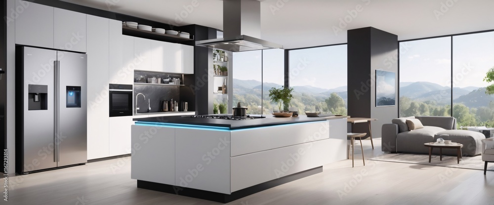 Poster showcase the power of the internet of things with a visually stunning image of a smart home filled w