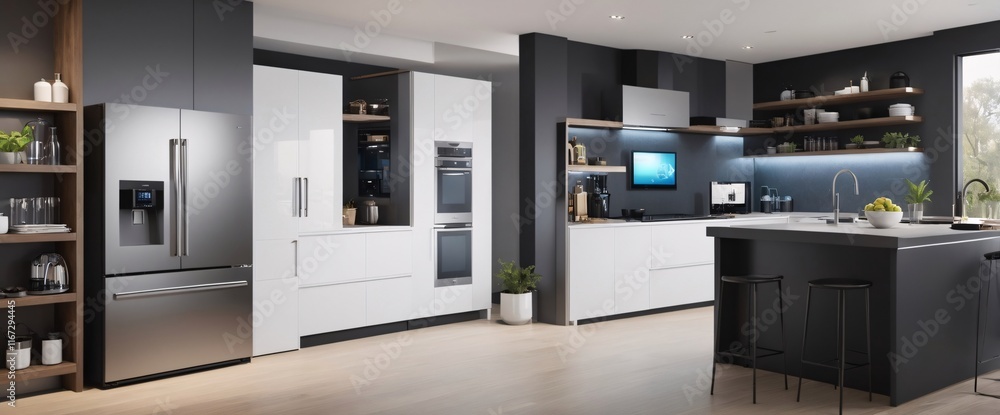 Poster showcase the power of the internet of things with a visually stunning image of a smart home filled w