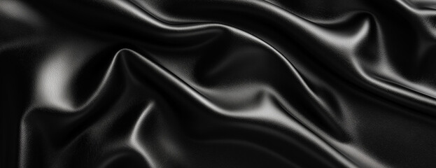Fototapeta premium Flat surface of black leather, high-resolution texture for design and print with copy space on the right side.