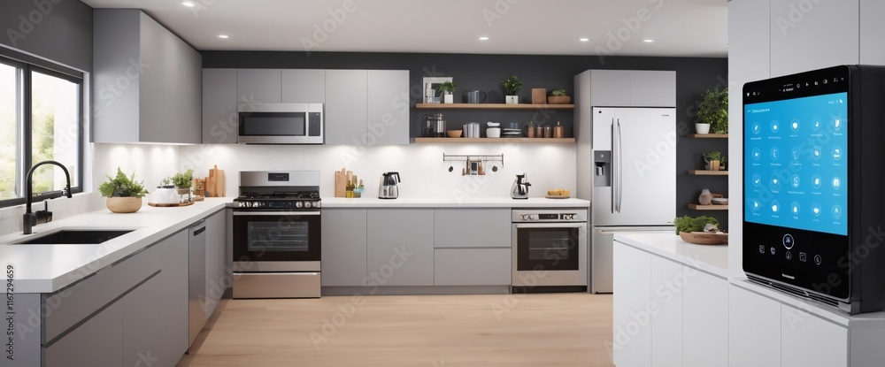 Poster showcase the power of the internet of things with a visually stunning image of a smart home filled w