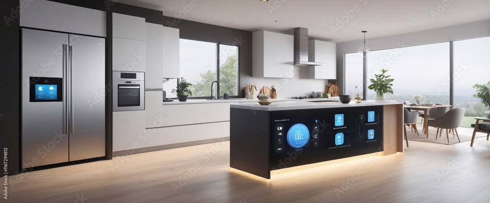 Poster showcase the power of the internet of things with a visually stunning image of a smart home filled w