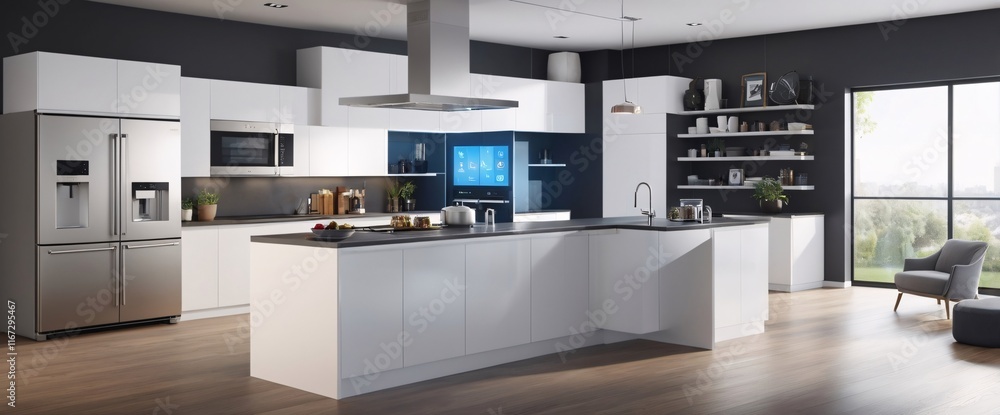Poster showcase the power of the internet of things with a visually stunning image of a smart home filled w
