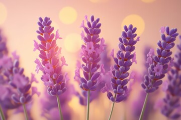 Naklejka premium Bunch of purple lavender flowers are in a field