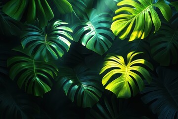 Close up of green leaves with a yellow center