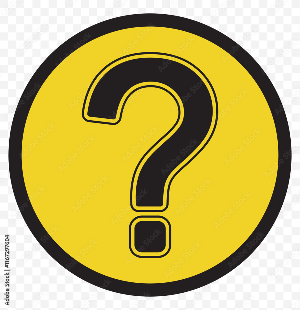 Poster white question mark on transparent background with skeptical expression. eps 10.