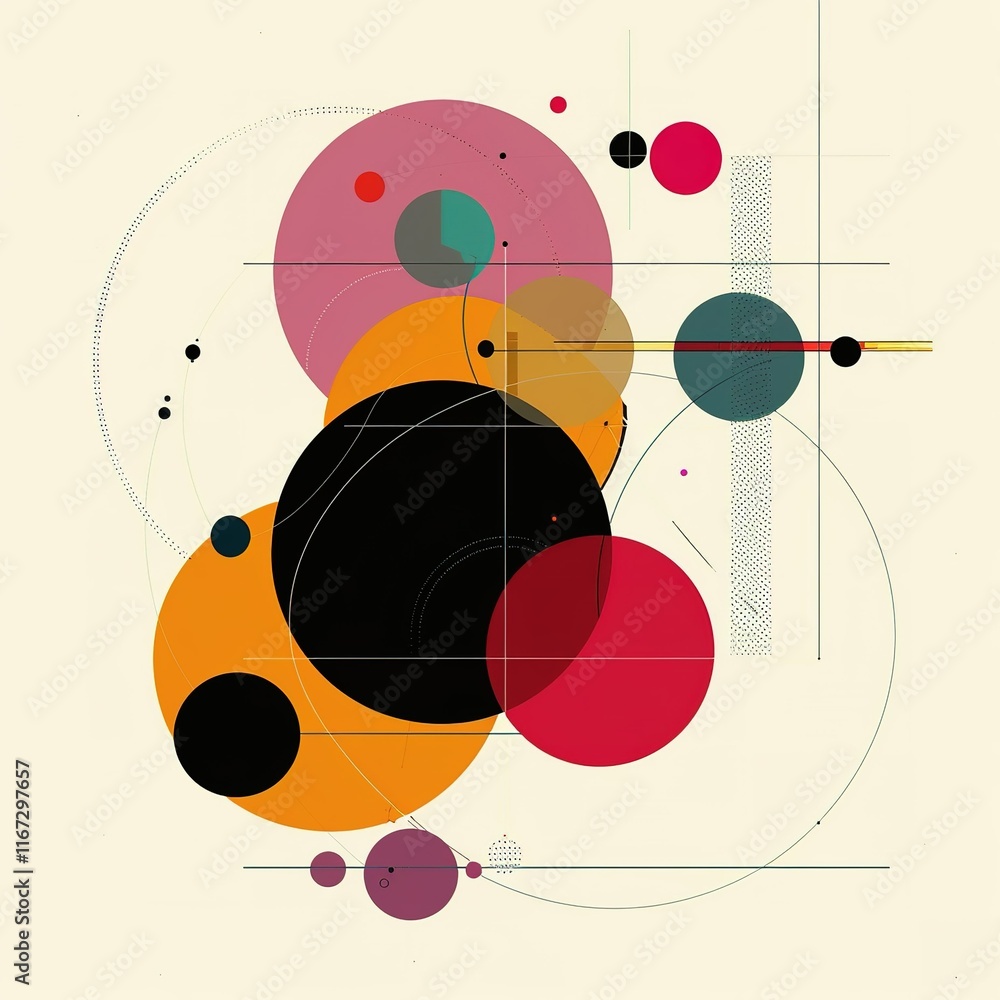 Poster minimalistic geometric poster layout with colorful circles shape