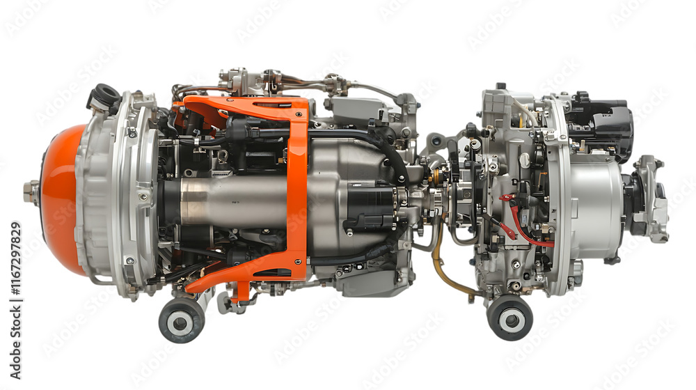 Poster a detailed view of a jet engine showcasing its components and design.