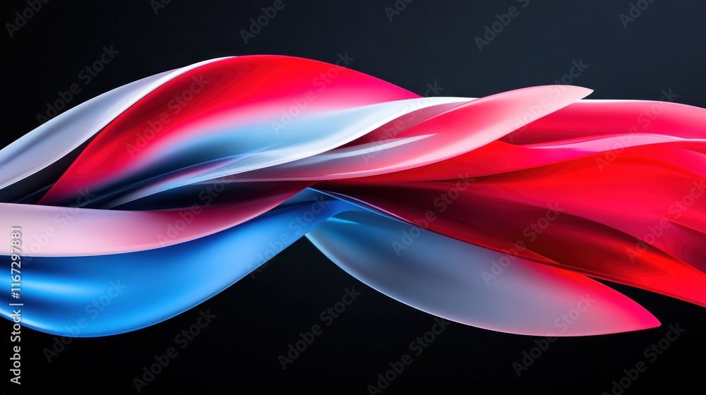 Poster abstract wave of colorful flowing shapes in a dynamic design.
