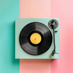 Obraz premium Record Player on Colored Background