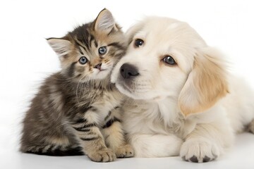 Adorable Kitten and Puppy Together – Heartwarming Stock Photo © GourMohan