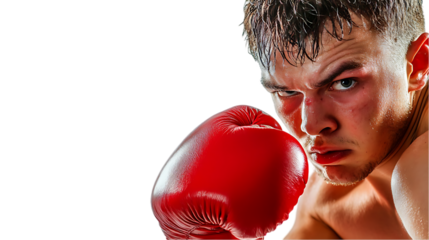A focused young boxer preparing to throw a punch in a competitive setting.