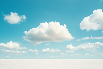 Serene Sky with Fluffy Clouds
