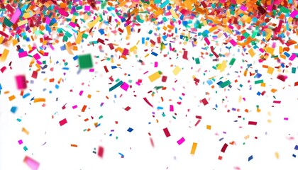 Fototapeta premium Colorful Explosion Of Confetti: Abstract Multitude Of Patterns On White Background. Vibrant Element With Grainy Texture For An Eye-Catching Design.