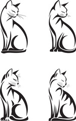 Cute and Playful Cat Cartoon Illustration Set