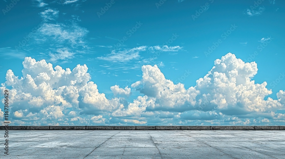 Wall mural concrete surface with clouds background can be used as a template.