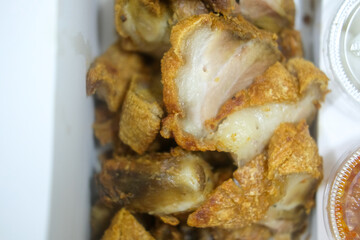 Crispy fried pork legs. Crispy pork cut into bite-sized pieces. Perfect for street food and home cooking.