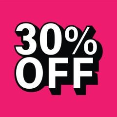 30% OFF Sale Promotional Graphic Pink Background