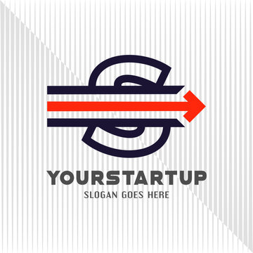 Horizontal dash logo. horizontal arrow logo