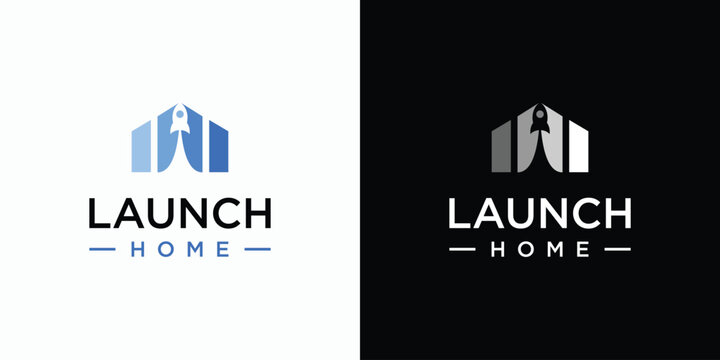 House and rocket vector logo design with modern, simple, clean and abstract style. Icon for business, architect, construction and personal branding.