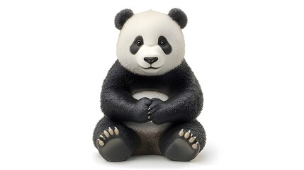 A cute, cartoon-style panda sitting with its paws clasped, exuding a friendly demeanor.