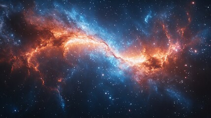 Fototapeta premium Celestial Nebula Cosmic Cloudscape Of Blue And Orange Hues